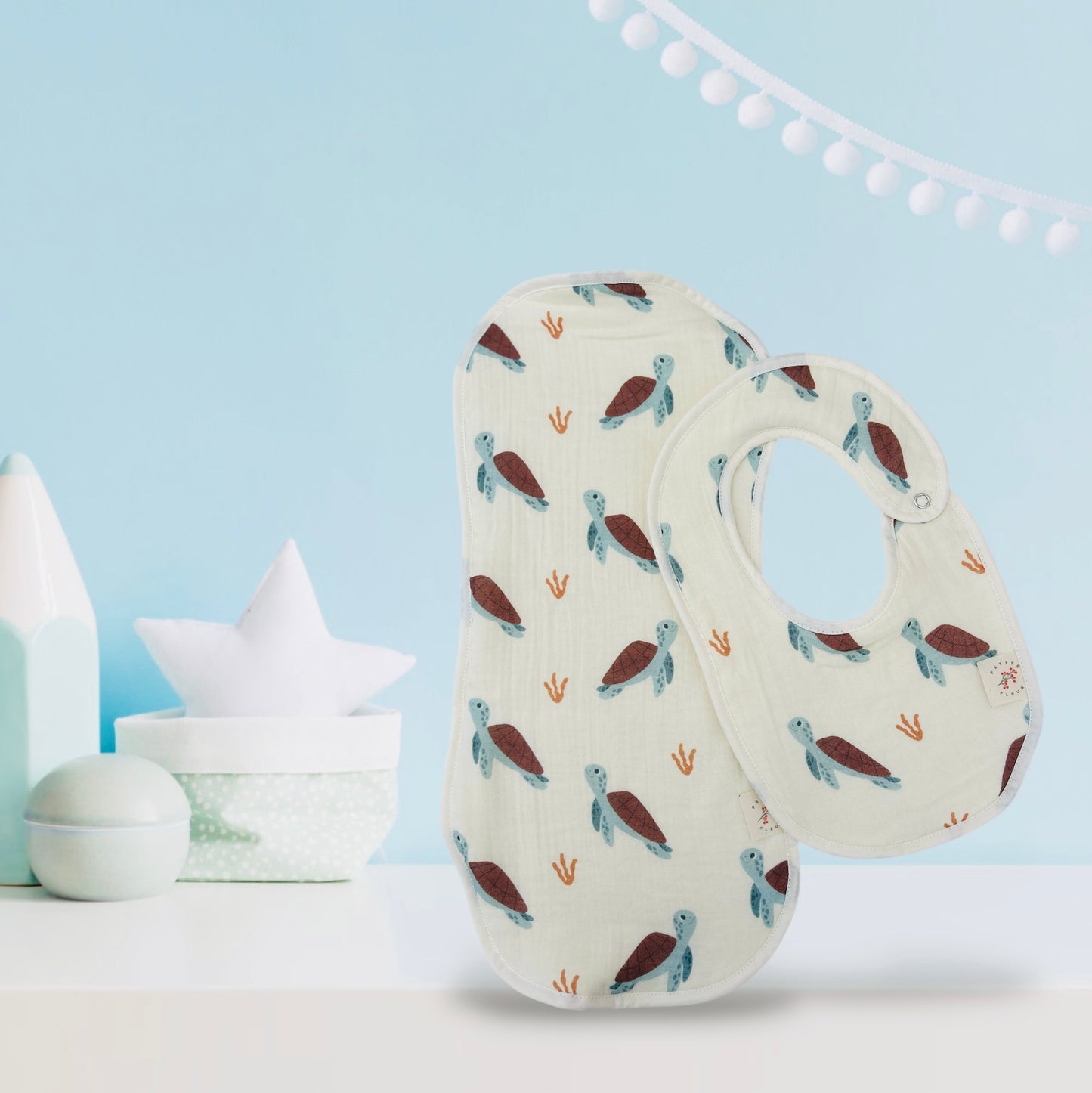 Caretta Caretta Bib & Burp Cloth