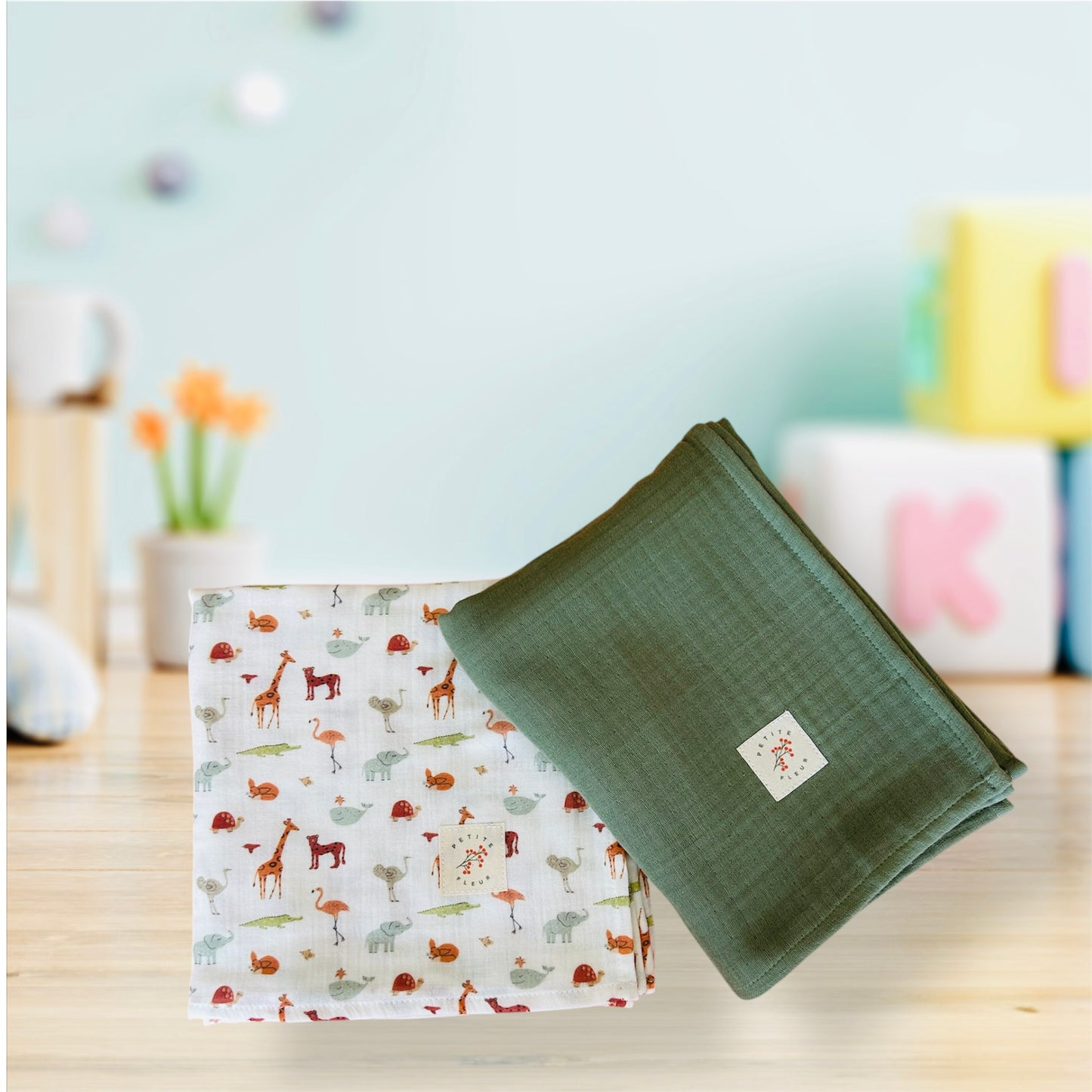 Boho Animals Swaddle Blanket Set