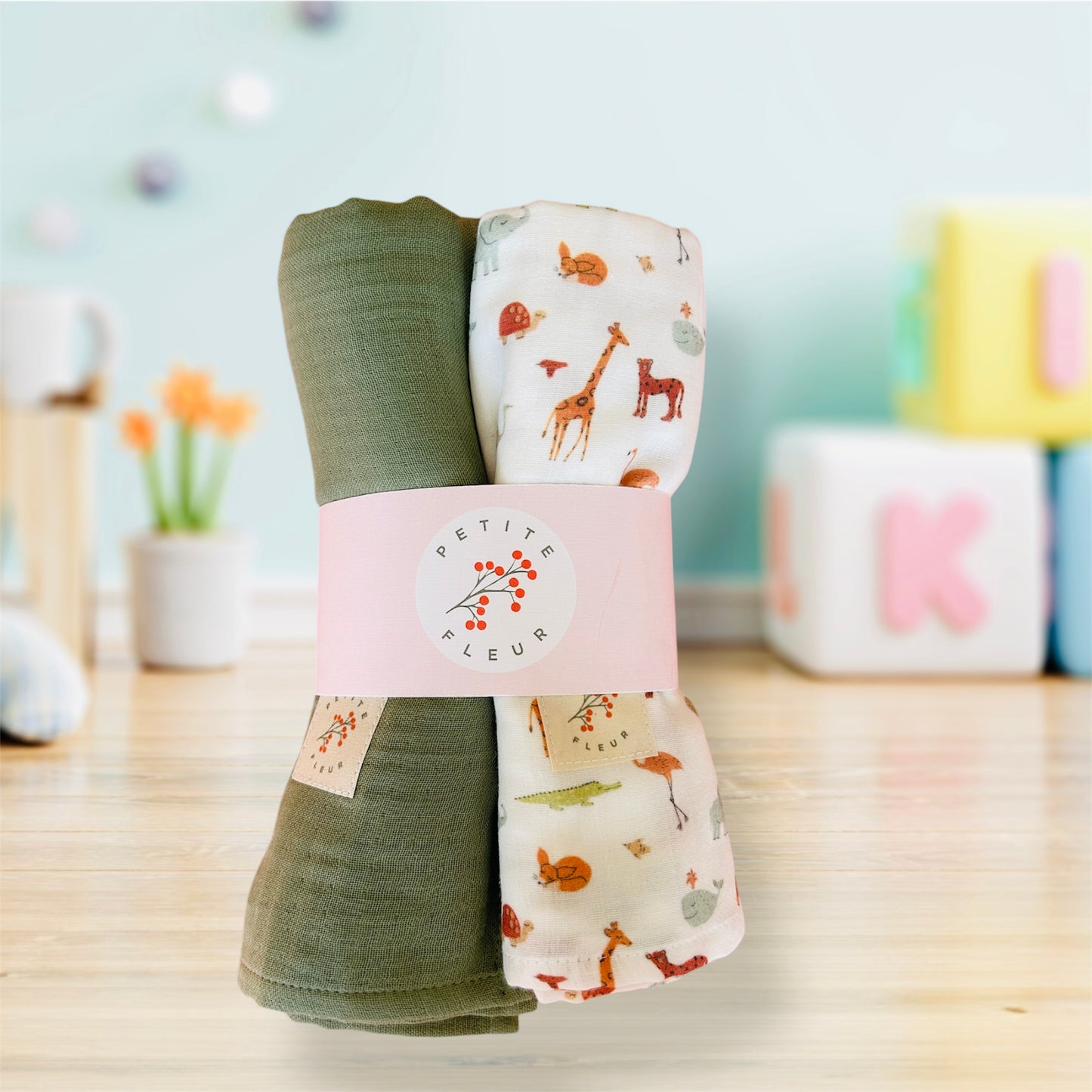 Swaddle & Blanket / Towel Set - Boho Animals