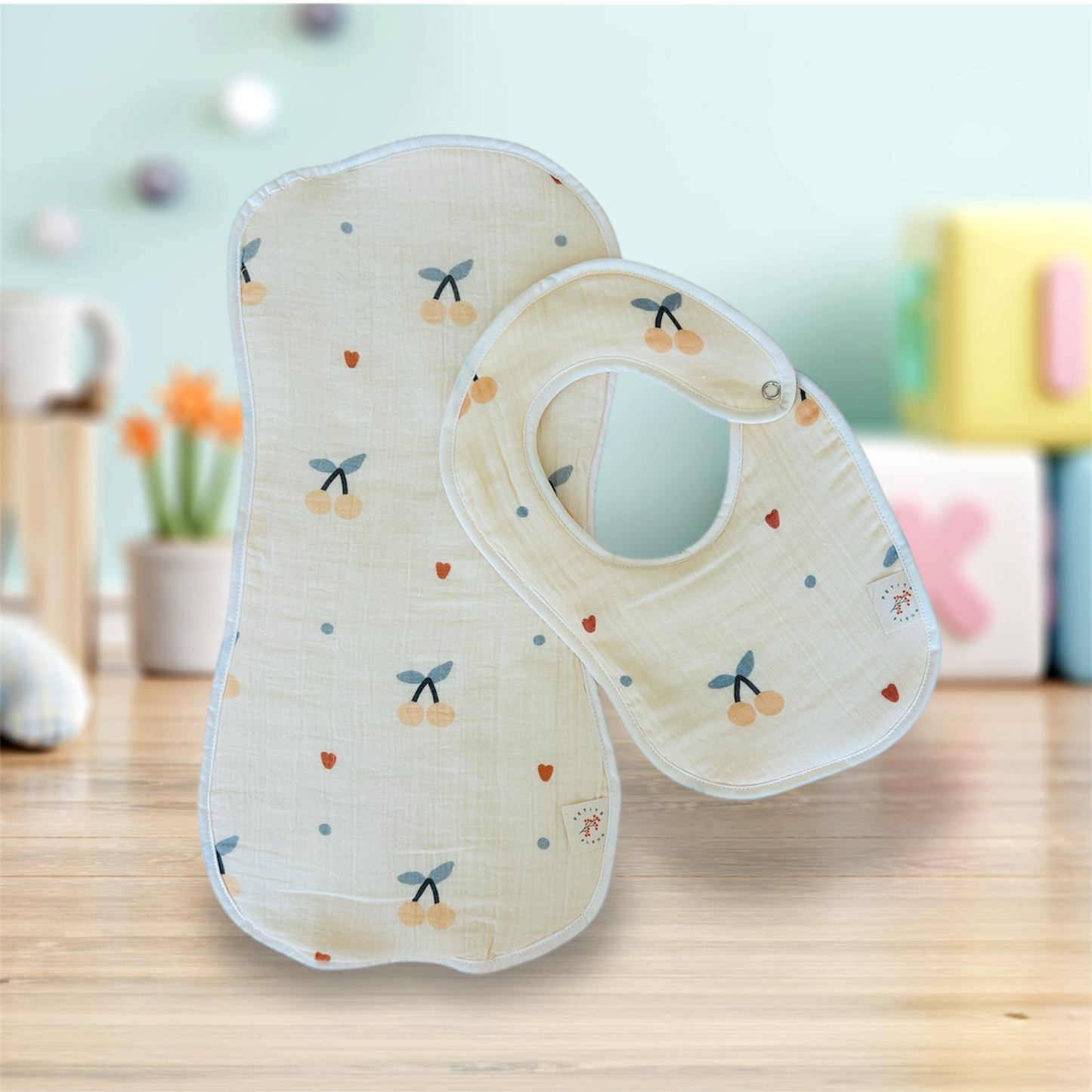 Cherry Bib & Burp Cloth
