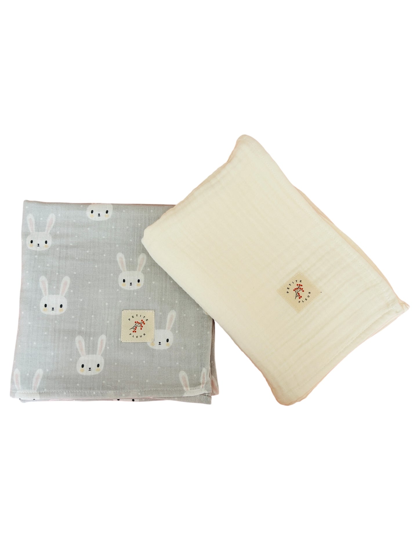 White Bunny Swaddle Blanket Set