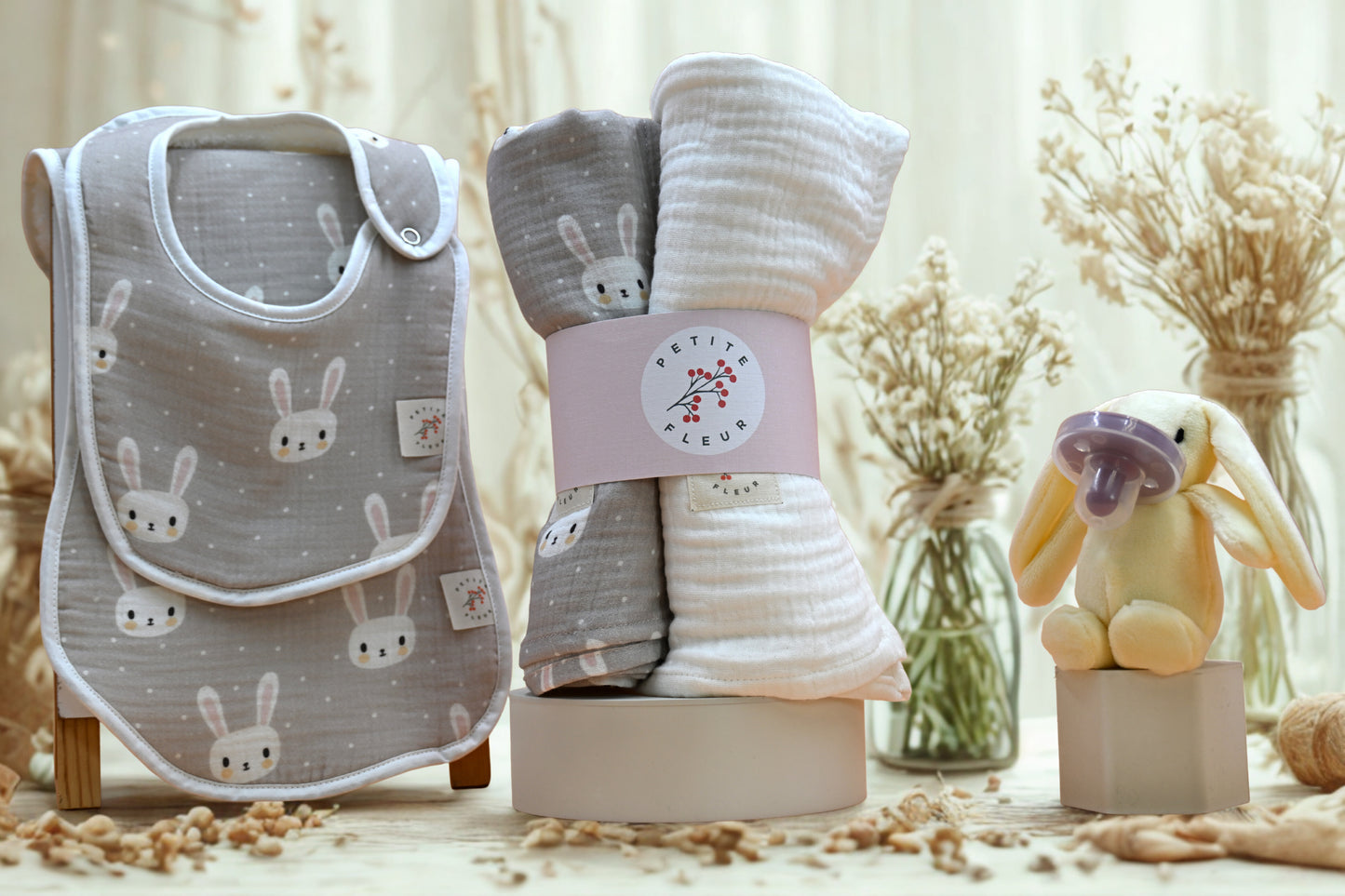 White Bunny Essential Newborn Gift Set (4- Piece)