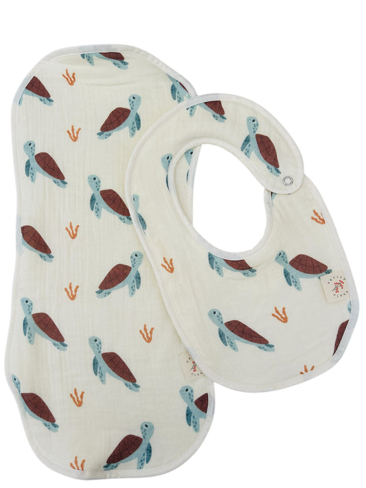 Caretta Caretta Bib & Burp Cloth
