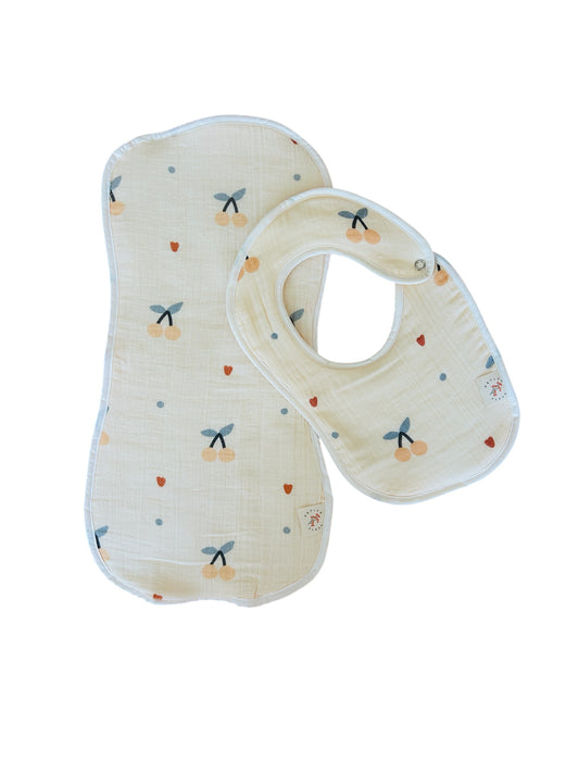 Cherry Bib & Burp Cloth
