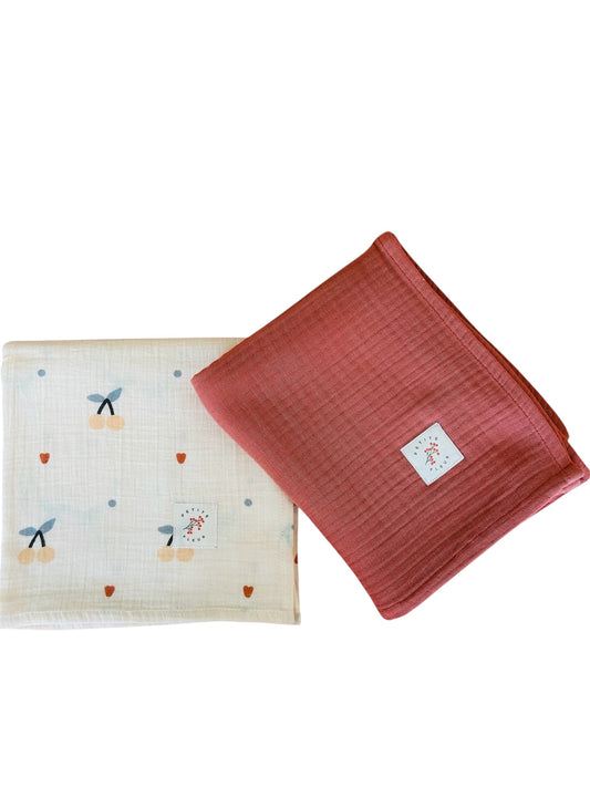 Cherry Swaddle Blanket Set